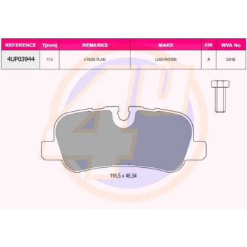 Колодки зад LROV RANGE ROV SPORT/DISCOVERY 3.0TD/3.6TD/5.0 V8 06- <b>4U 4UP03944</b>