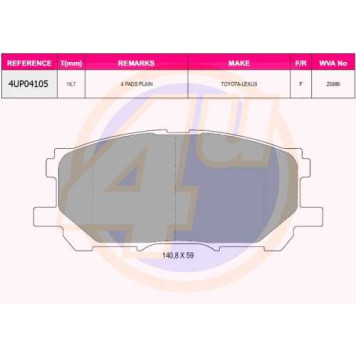 Колодки пер LEX RX 300/350/400 03- <b>4U 4UP04105</b>