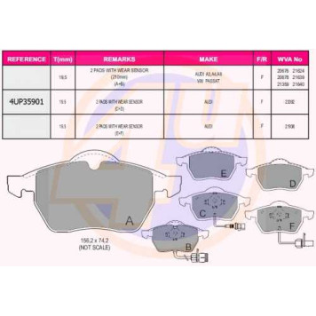 Колодки пер AUDI A3 1.8I/1.9TDI QUATTRO 96-/SKO OCTAVIA 1.8I/1.9TDI/2.0I 00- (с 2 датчиками) <b>4U 4UP35901</b>