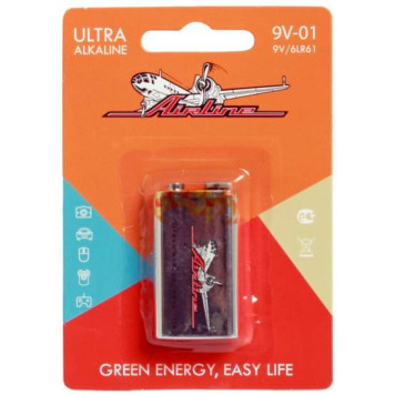 Батарейка 6LR61/Крона 9V щелочная 1 шт. <b>AIRLINE 9V-01</b>