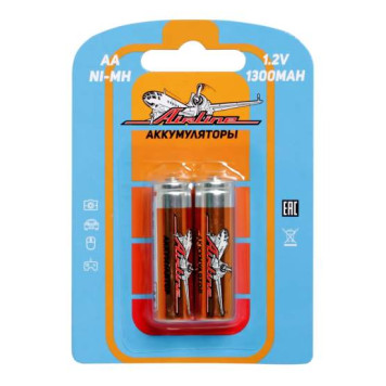 Батарейки AA HR6 аккумулятор Ni-Mh 1300 mAh 2шт. <b>AIRLINE AA-13-02</b>