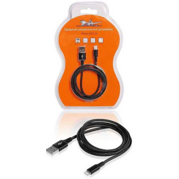 Зарядный универсальный датакабель для IPhone 5/6/7 нейлоновая оплетка <b>AIRLINE ACH-I-24</b>