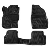 Ковры в салон (3D с подпятником) Ford Focus II (2005-2011) компл. 4 шт., высокий борт, полимерные, черные <b>AIRLINE ACM-PS-28</b>