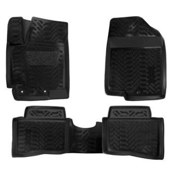 Ковры в салон (3D с подпятником) Kia Rio III (2011-17) компл. 4 шт., (крепеж), высокий борт, полимерные, черные <b>AIRLINE ACM-PS-41</b>