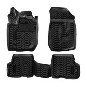 Ковры в салон (3D с подпятником) Renault Logan II (2014-) компл. 4 шт., (крепеж), высокий борт, полимерные, черные <b>AIRLINE ACM-PS-56</b>