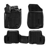 Ковры в салон (3D с подпятником) Renault Sandero II/Stepway (2014-) компл. 4 шт., (крепеж), высокий борт, полимерные, черные <b>AIRLINE ACM-PS-58</b>