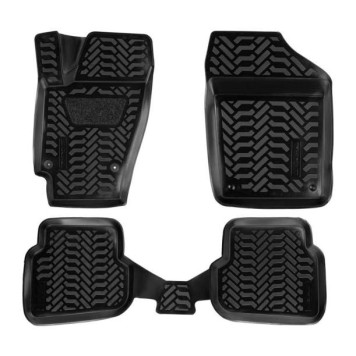 Ковры в салон (3D с подпятником) VW Polo SD (2010-) компл. 4 шт., (крепеж), высокий борт, полимерные, черные <b>AIRLINE ACM-PS-73</b>