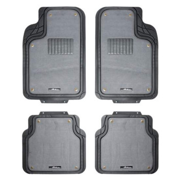 Ковры полимерные с отстегивающимся ковролином в салон автомобиля универсальные, цвет - серый/черный, комплект из 4х ковров <b>AIRLINE ACM-RCM-04</b>-1