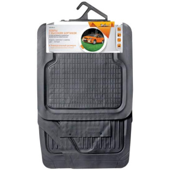 Ковры с высоким бортиком в салон автомобиля полимерные мелкоячеистые универсальные, цвет - черный, комплект из 4х ковров <b>AIRLINE ACM-RM-01</b>