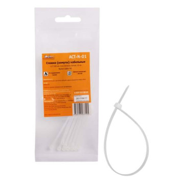 Стяжки (хомуты) кабельные 2,5*100 мм, пластиковые, белые, 10 шт. <b>AIRLINE ACT-N-01</b>