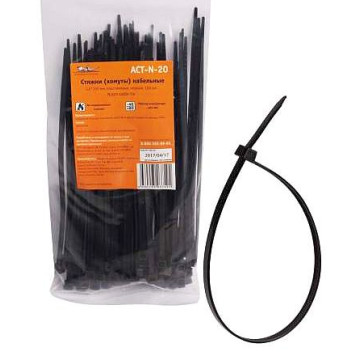Хомуты-стяжки кабельные 3,6*150 мм пластиковые черные (100 шт) AIRLINE ACT-N-20