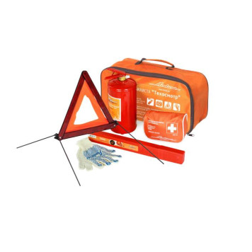 Набор автомобилиста " Техосмотр" (Знак AT-02+Аптечка AM-01+Огнетушитель ОП2 AO-OP2+Перчатки AWG-C-01) <b>AIRLINE ANA-01</b>