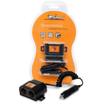 Прикуриватель-разветвитель на 2 гнезда с витым шнуром <b>AIRLINE ASP-2-05</b>