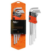 Набор шестигранных ключей удлиненных 9 предметов (1.5,2,2.5,3,4,5,6,8,10мм) пласт.подвес <b>AIRLINE AT-9-18</b>