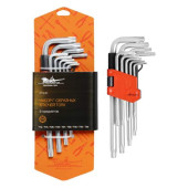 Набор Г-образных ключей TORX с отв. 9 предметов (Т10, Т15, Т20, Т25, Т27, Т30, Т40, Т45, Т50) пласт.подвес <b>AIRLINE AT-9-22</b>