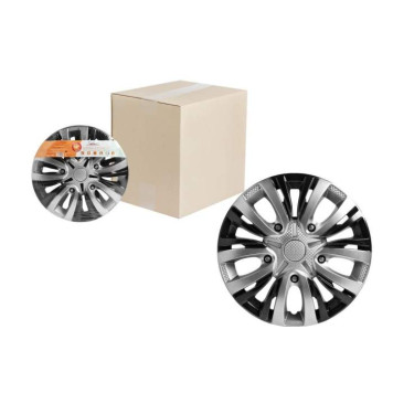 Колпаки колесные 15" " Лион Т" , серебристый/черный, карбон, компл. 2 шт. <b>AIRLINE AWCC-15-05</b>