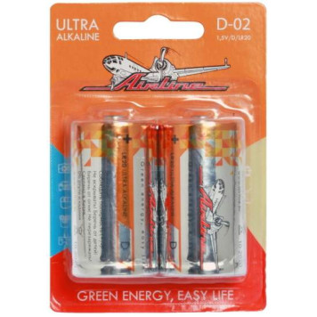 Батарейки LR20/D щелочные 2 шт. <b>AIRLINE D-02</b>