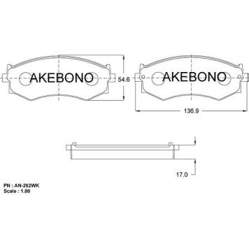 Колодки тормозные дисковые передние подходят для Nissan Sentra 00-06 <b>AKEBONO AN-262WK</b>-1