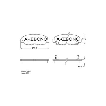 Колодки тормозные дисковые передние подходят для HONDA CR-V (-01) <b>AKEBONO AN-455WK</b>