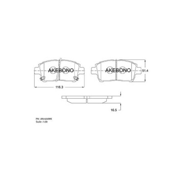 Колодки тормозные дисковые передние подходят для TOYOTA COROLLA (E12), bB -04, PRIUS 00-, YARIS (P10), WILL <b>AKEBONO AN-634WK</b>