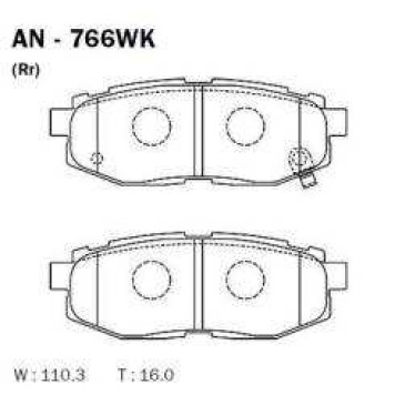 Колодки тормозные дисковые задние SUBARU TRIBECA (B9) 05> <b>AKEBONO AN-766WK</b>