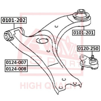 Сайлентблок, рычаг независимой подвески колеса <b>ASVA 0101202</b>