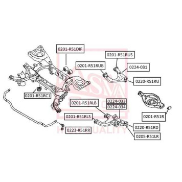 Сайлентблок, рычаг независимой подвески колеса <b>ASVA 0201R51RC1</b>