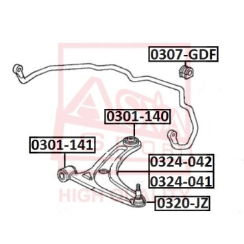 Сайлентблок, рычаг независимой подвески колеса <b>ASVA 0301140</b>