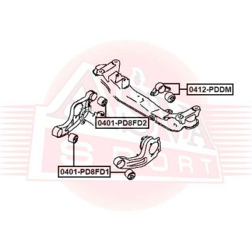 Сайлентблок, рычаг независимой подвески колеса <b>ASVA 0401PD8FD2</b>-1