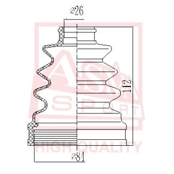 Пыльник шрус комплект(26x84x112) [12] <b>ASVA ASBT107</b>