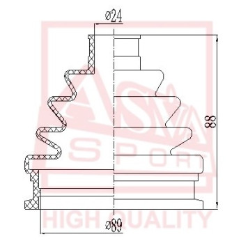 Пыльник шрус O/B (24x91x88)ком [12] <b>ASVA ASBT170</b>