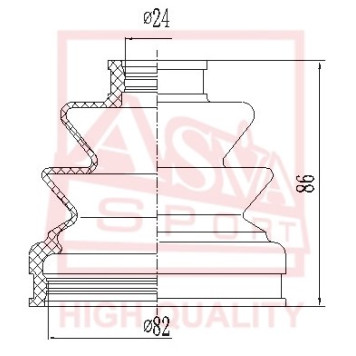 Пыльник шрус O/B (25x81x89) комплект [12] <b>ASVA ASBT2042</b>