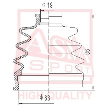 Пыльник шрус OB (19x68x86)комплект (DAEWOO TICO) 12 <b>ASVA ASBT2047</b>