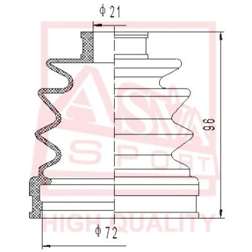 Пыльник шрус комплект(21x72x96) 12 <b>ASVA ASBT2048</b>