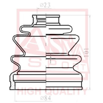 Пыльник шрус O/B (23x85x98) комплект [12] <b>ASVA ASBT2126</b>