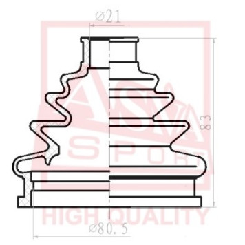 Пыльник шрус OB (22x82x83)комплект 12 <b>ASVA ASBT98</b>