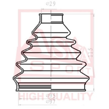 Пыльник шрус OB (29x98x115) комплект 12 <b>ASVA ASBTB62</b>