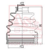 Пыльник шрус I/B 22X72X96 комплект [12] <b>ASVA ASBTINJ10B</b>