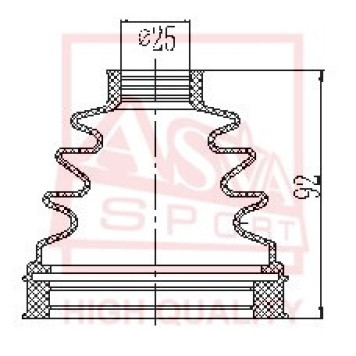 Пыльник шрус I/B (25,5x86x91) комплект [12] <b>ASVA ASBTINR51</b>