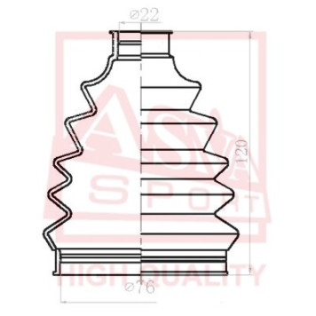 Пыльник шрус O/B (22.5x77x119) комплект [12] <b>ASVA ASBTNT</b>