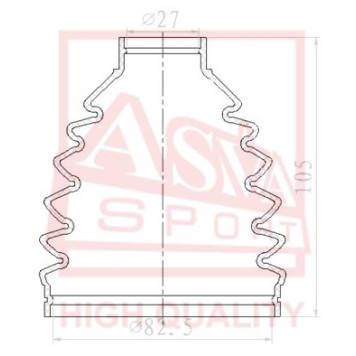 Пыльник шрус O/B (25x82x103) комплект [12] <b>ASVA ASBTZZE15</b>