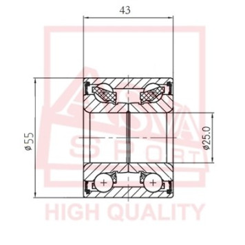 Подшипник ступичный задний <b>ASVA DAC25550043</b>