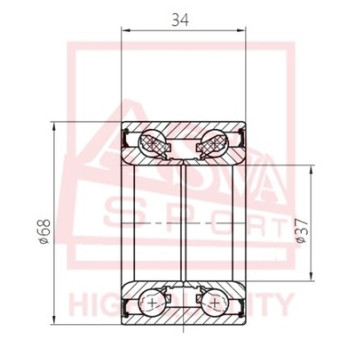 Подшипник ступичный задний (37X68X34) ремкомплект <b>ASVA DAC37680034</b>
