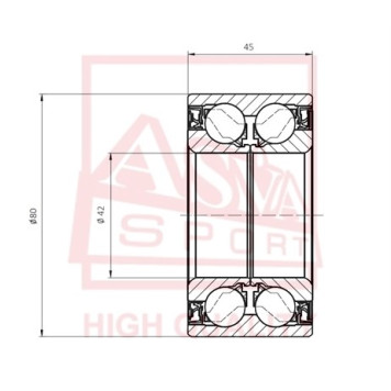 Подшипник ступичный передний C ABS <b>ASVA DACM42800045</b>