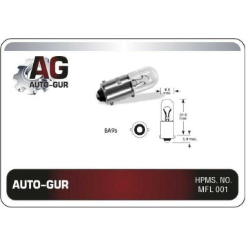Лампа BA9S T4W 12V галоген <b>AUTO-GUR AGBA9S</b>