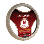 Оплетка на руль M (38см) Autoprofi AP-396 D.BE натур.кожа перфориров.бежевая