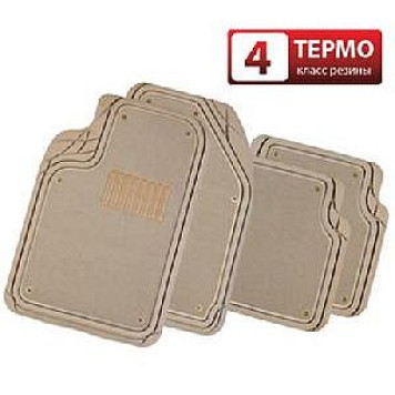Ковры салона со съемным ковролином до -50°С (4 предмета) бежевые с канавками для вырезов Autoprofi FOCUS2 TER-420 BE-1