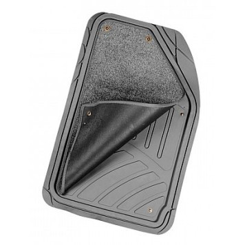 Ковры салона со съемным серым ковролином до -50°С (4 предмета) черные с канавками для вырезов Autoprofi FOCUS2 TER-420 BK/GY-1