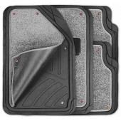 Ковры салона со съемным серым ковролином до -50°С (4 предмета) черные с канавками для вырезов Autoprofi FOCUS2 TER-420 BK/GY
