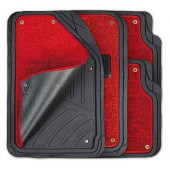 Ковры салона со съемным красным ковролином до -50°С (4 предмета) черные с канавками для вырезов Autoprofi FOCUS2 TER-420 BK/RD